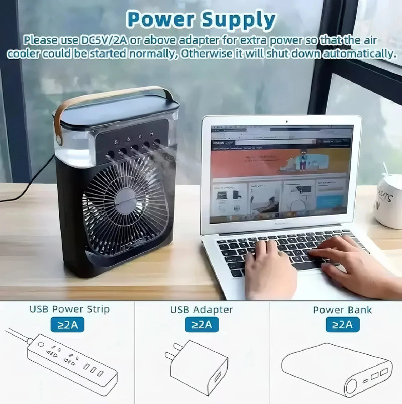 Compact Air Cooler – 3-in-1 Cooling, Humidifying & Night Light
