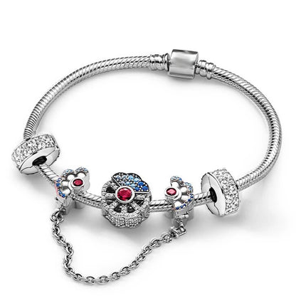 European Heart-shaped Pendant Charm Bracelet Fit Women's Jewellery Snake Chain Rose Gold Metal Fashion Fine Bracelets