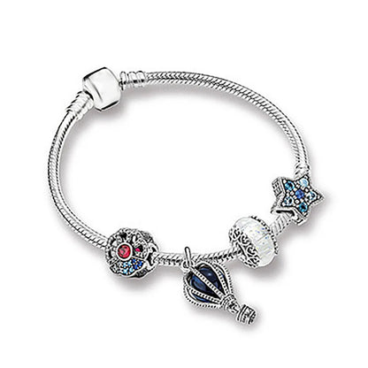European Heart-shaped Pendant Charm Bracelet Fit Women's Jewellery Snake Chain Rose Gold Metal Fashion Fine Bracelets