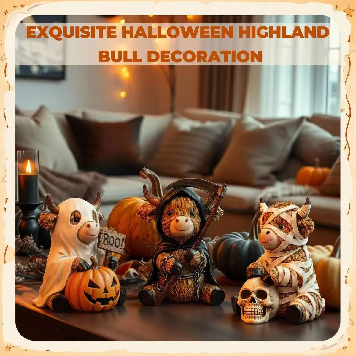 Highland Cow Halloween Decorations – Set of 3