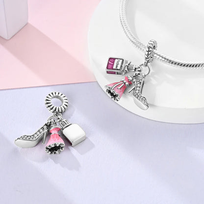 Silver 925 Charms Beads Princess Skirt Pumpkin Carriage Fairy Tale Fit Bracelet Pendant DIY For Woman Jewelry
