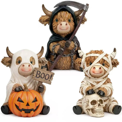 Highland Cow Halloween Decorations – Set of 3