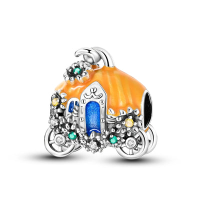 Silver 925 Charms Beads Princess Skirt Pumpkin Carriage Fairy Tale Fit Bracelet Pendant DIY For Woman Jewelry