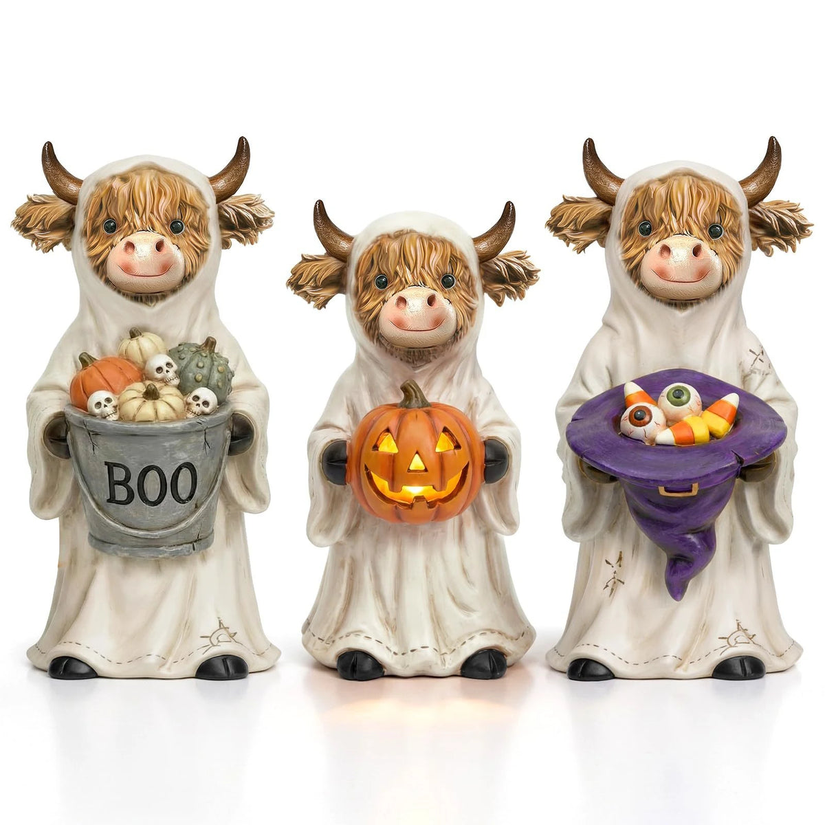 Highland Cow Halloween Decorations – Set of 3