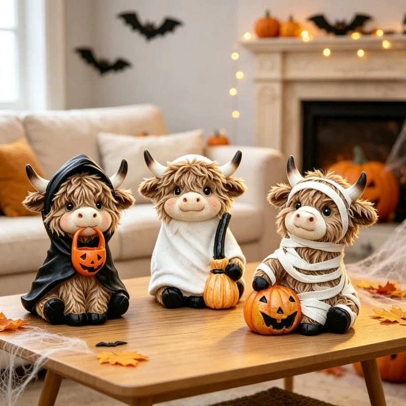 Highland Cow Halloween Decorations – Set of 3