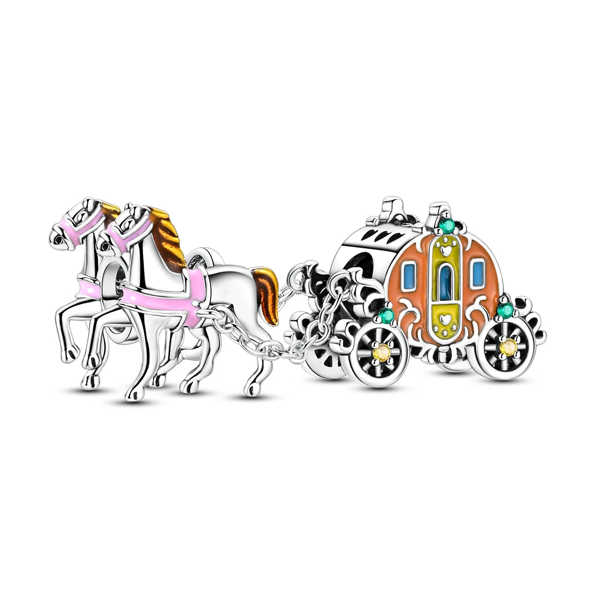 Silver 925 Charms Beads Princess Skirt Pumpkin Carriage Fairy Tale Fit Bracelet Pendant DIY For Woman Jewelry