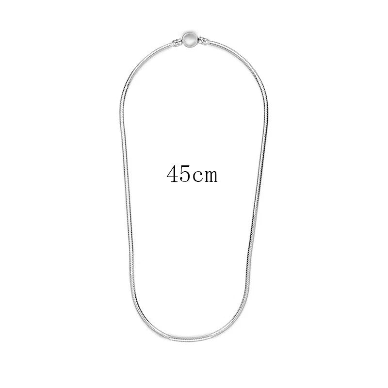 Heart Love 925 Sterlin Silver Snake Chain Necklace Secure Ball Clasp Beads Charms Chocker Necklace For Women Wedding DIY Jewelry