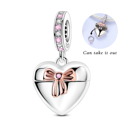 New IN 925 Sterling Silver Can Be Opened Heart Bow Pendant Charms Beads Jewellery Fit 925 Original Bracelet For Women DIY Gift