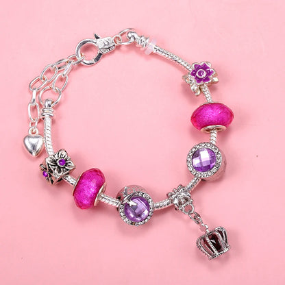 European Heart-shaped Pendant Charm Bracelet Fit Women's Jewellery Snake Chain Rose Gold Metal Fashion Fine Bracelets