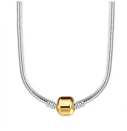 Heart Love 925 Sterlin Silver Snake Chain Necklace Secure Ball Clasp Beads Charms Chocker Necklace For Women Wedding DIY Jewelry