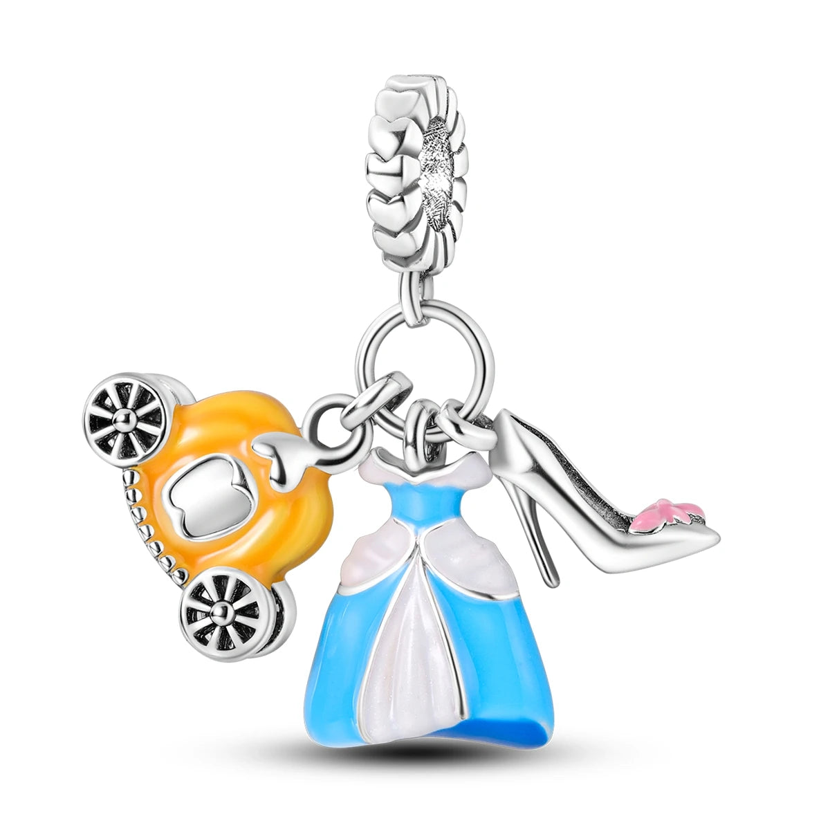 Silver 925 Charms Beads Princess Skirt Pumpkin Carriage Fairy Tale Fit Bracelet Pendant DIY For Woman Jewelry