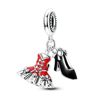 Silver 925 Charms Beads Princess Skirt Pumpkin Carriage Fairy Tale Fit Bracelet Pendant DIY For Woman Jewelry