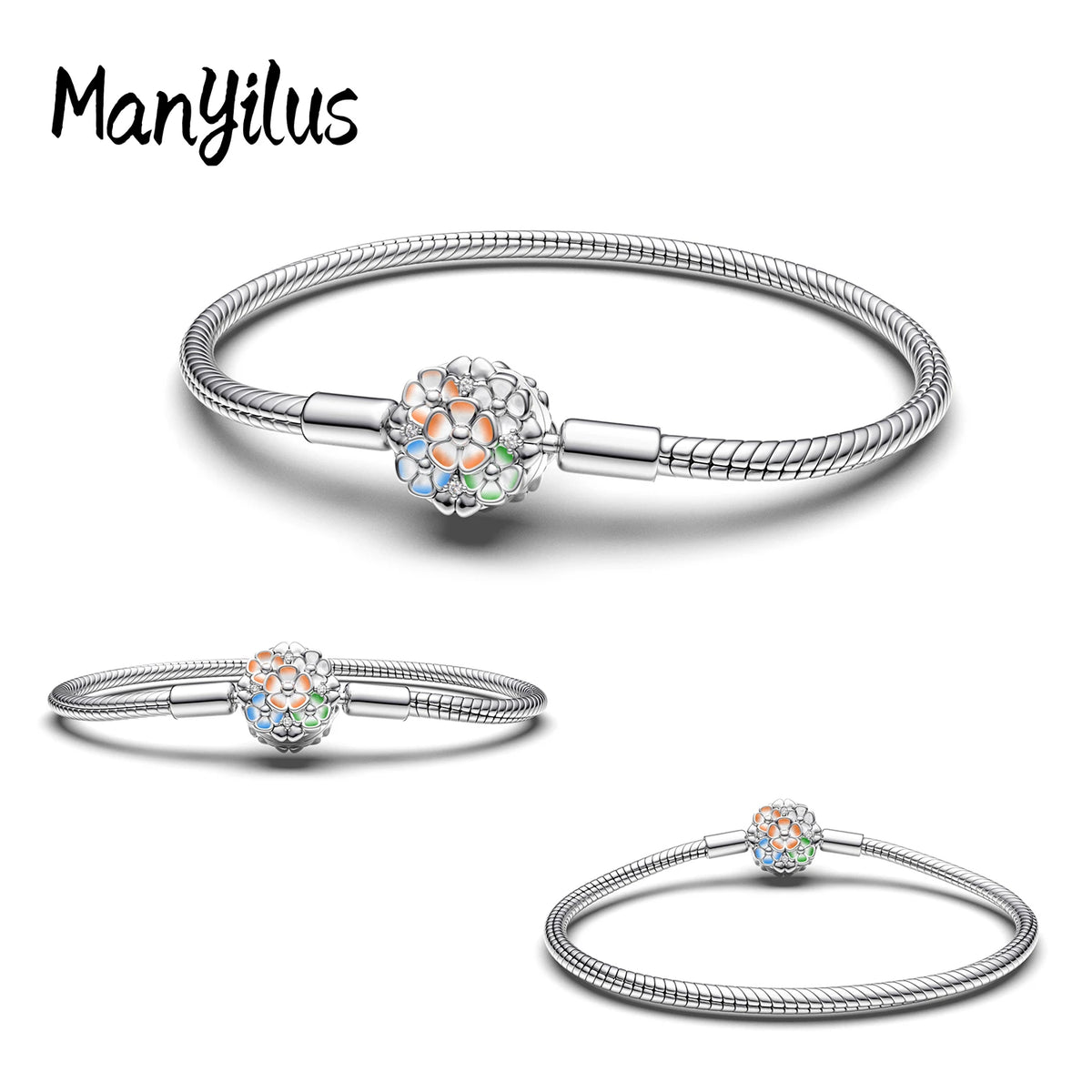 Manyilus Tennis Bracelet Bracelets for Couples Charms 925 Silver Stainless Steel Paired Bracelet Gold Jewelry Women Original Men
